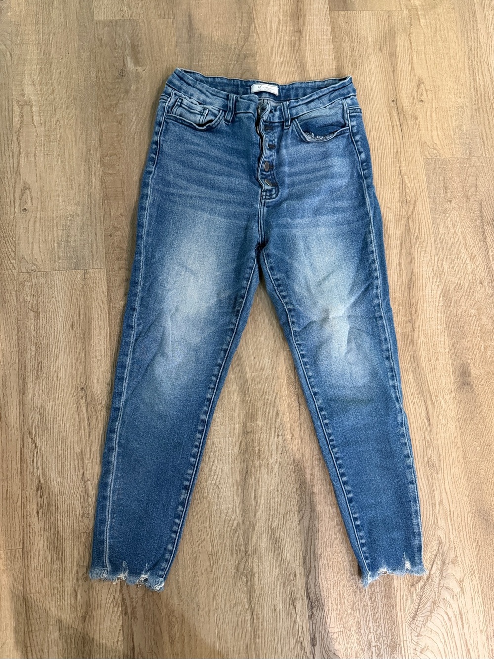 KanCan Medium Blue High-Rise Button-Fly Jeans